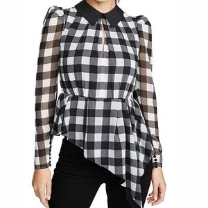 Self-portrait Monochrome Gingham Printed Top